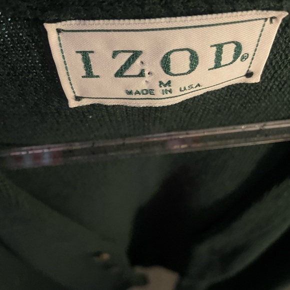 Izod Vintage Men's (Medium) Dark Green Eclectic Grandpa Preppy Cardigan Sweater - Picture 3 of 12